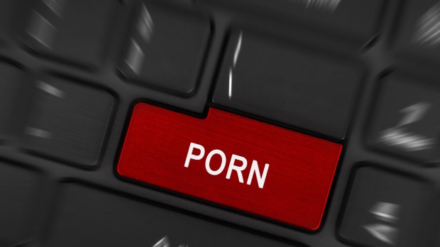 Wanting to watch porn, pressing porn button on a computer keyboard