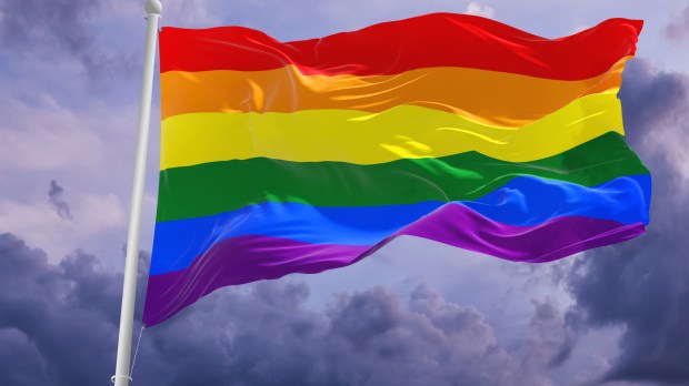 bandeira colorida associada ao movimento gay ou homossexual