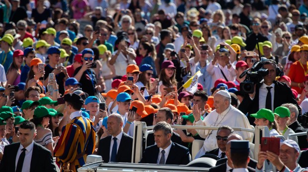Pope Francis arrives for his weekly general audience in saint Peter's square