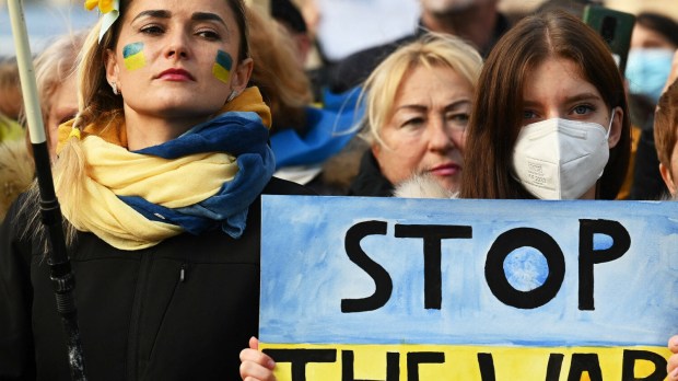 mianifestacja poparcia dla Ukrainy w Rzymie