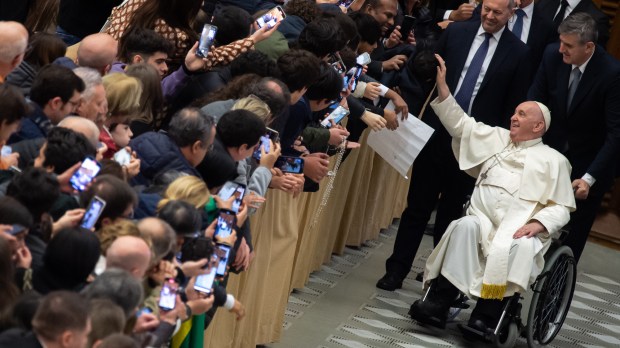 Pope Francis during his weekly general audience in Paul VI Hall