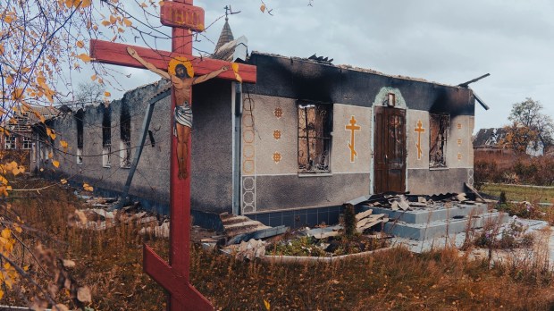 Urkainian church damaged by war