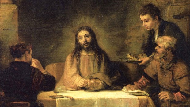 Jezus podczas kolacji z uczniami z Emaus